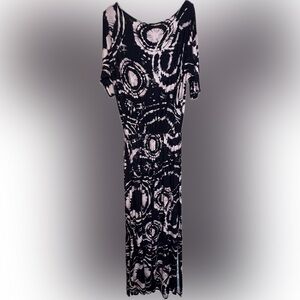 Marble Fashion Women’s Black Pink Tie Dyed Elastic Waist Size Small Maxi Dress
